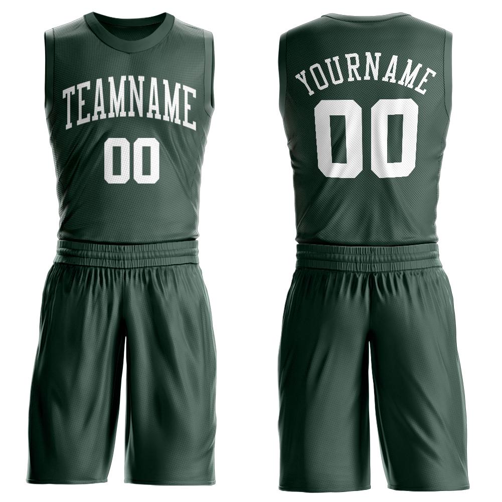 Custom Hunter Green White Classic Sets Basketball Jersey