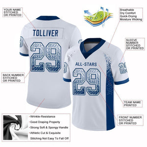 Custom White Royal Drift Fashion Mesh Authentic Football Jersey