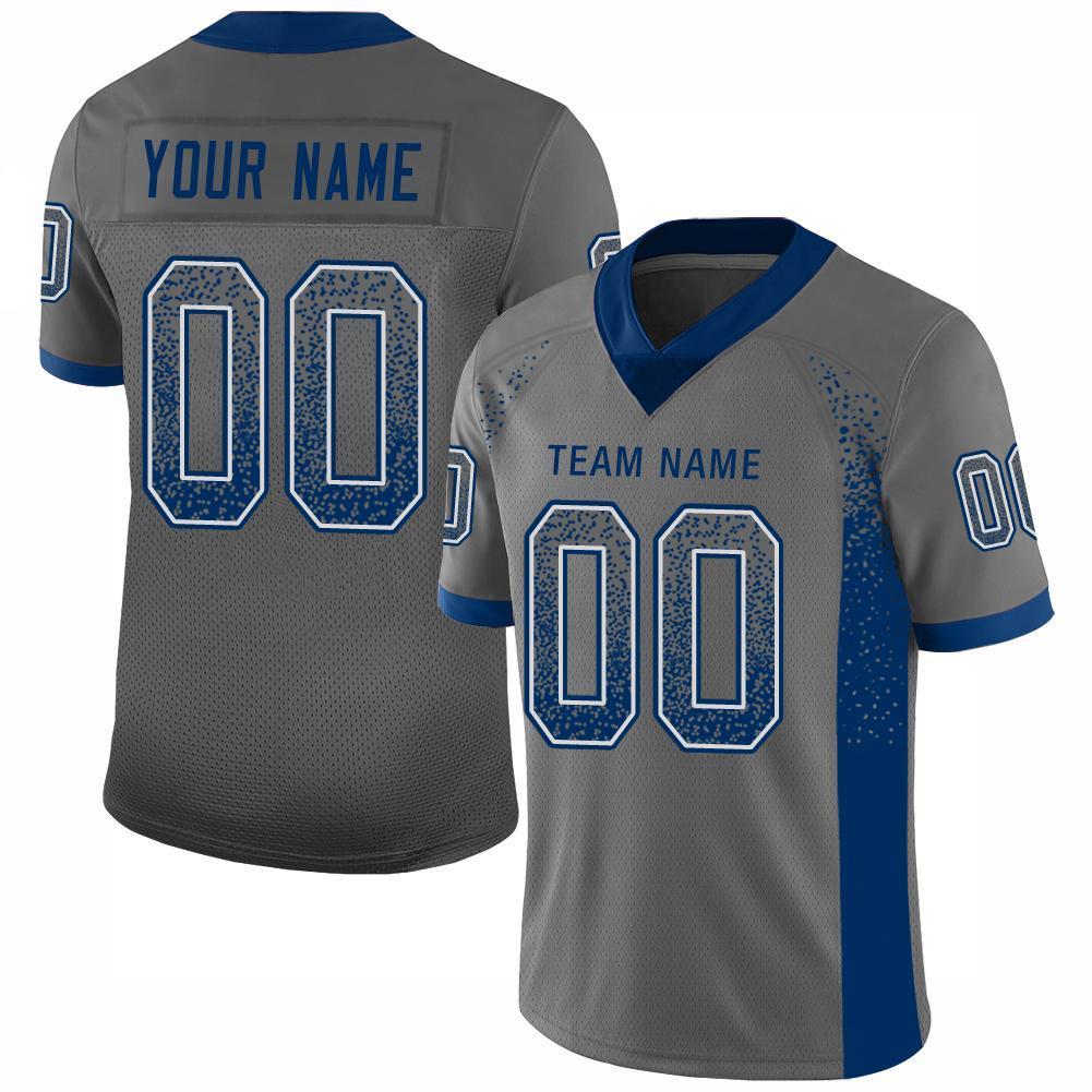 Custom Gray Royal-White Drift Fashion Mesh Authentic Football Jersey