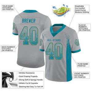 Custom Light Gray Teal-Old Gold Drift Fashion Mesh Authentic Football Jersey