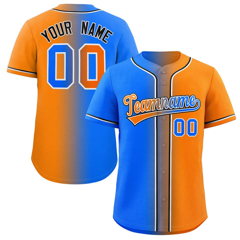 Custom Powder Blue Black-Orange Baseball Jersey