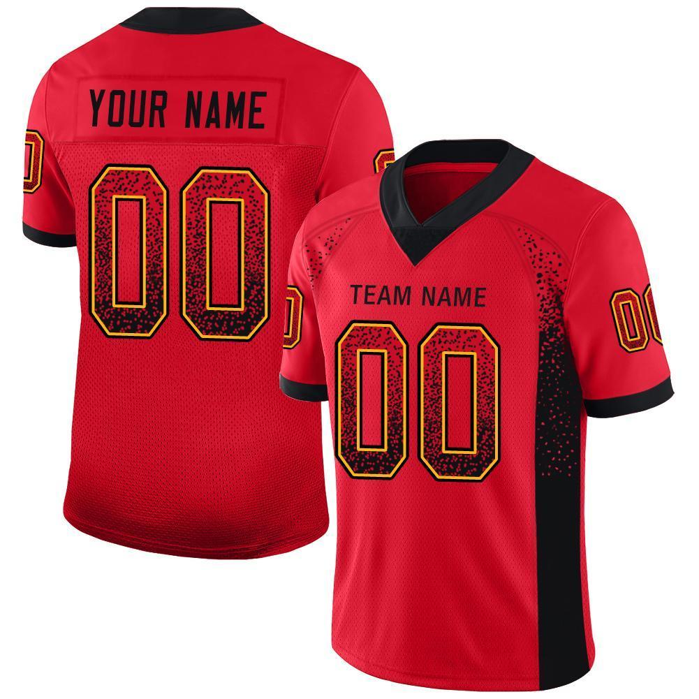 Custom Scarlet Black-Gold Drift Fashion Mesh Authentic Football Jersey