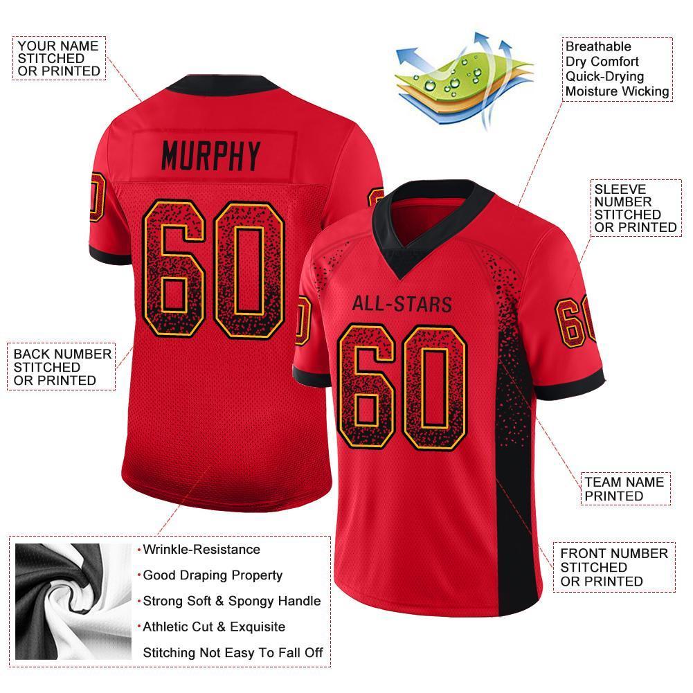 Custom Scarlet Black-Gold Drift Fashion Mesh Authentic Football Jersey