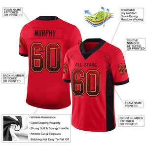 Custom Scarlet Black-Gold Drift Fashion Mesh Authentic Football Jersey