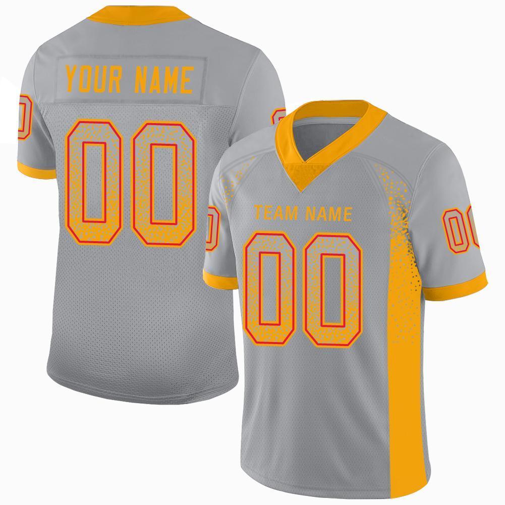 Custom Light Gray Gold-Scarlet Drift Fashion Mesh Authentic Football Jersey