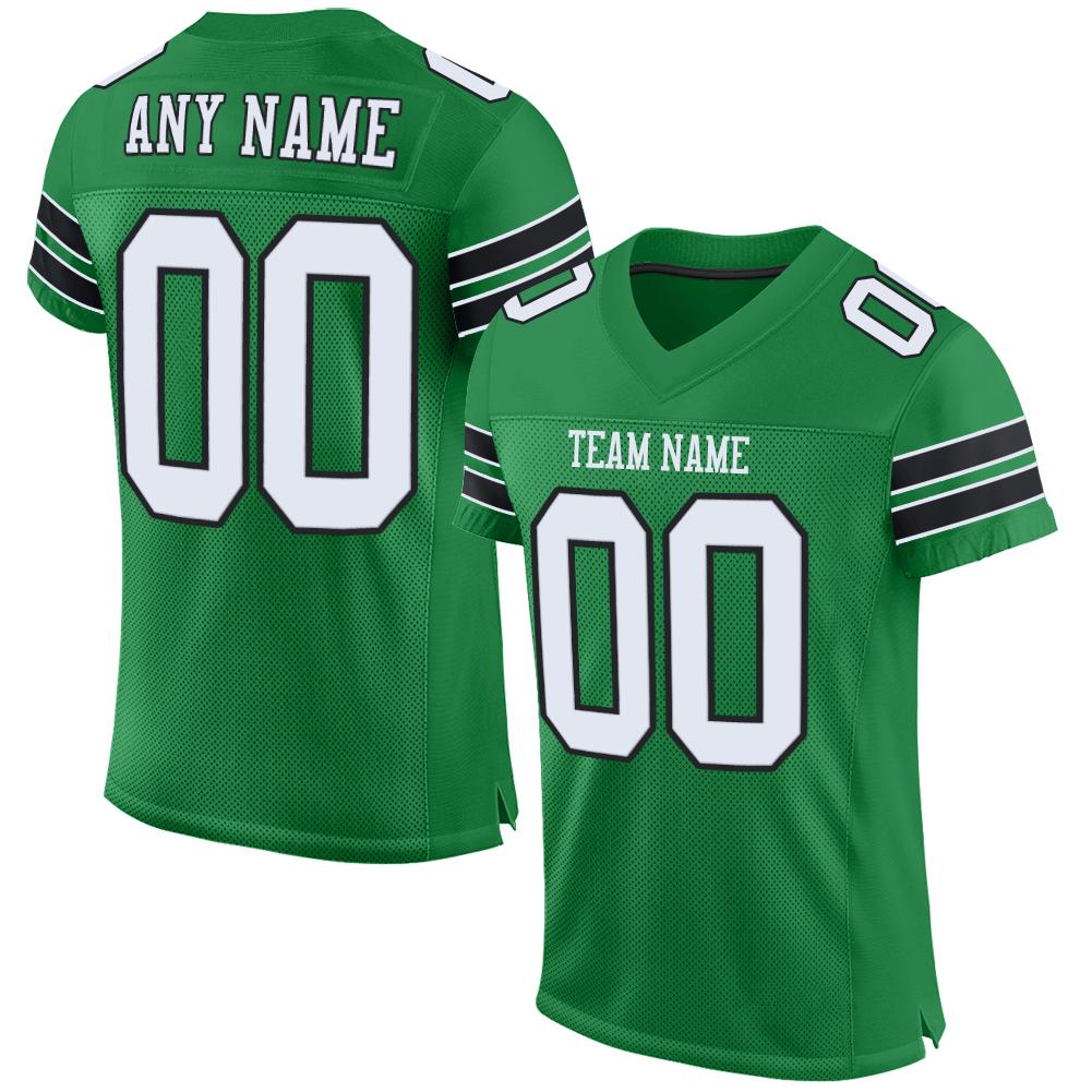 Custom Kelly Green White-Black Classic Style Mesh Authentic Football Jersey