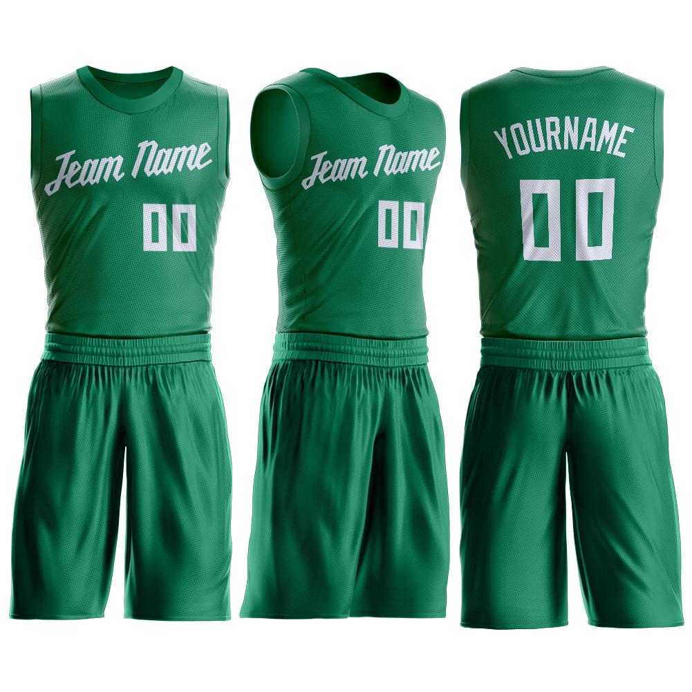 Maillot de basket-ball personnalisé Kelly vert blanc, ensembles classiques