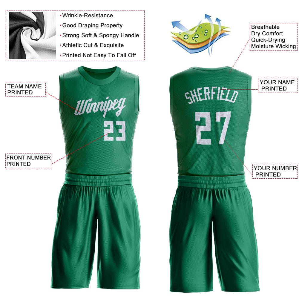 Maillot de basket-ball personnalisé Kelly vert blanc, ensembles classiques