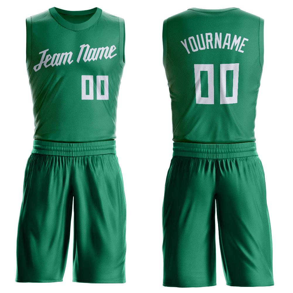 Maillot de basket-ball personnalisé Kelly vert blanc, ensembles classiques