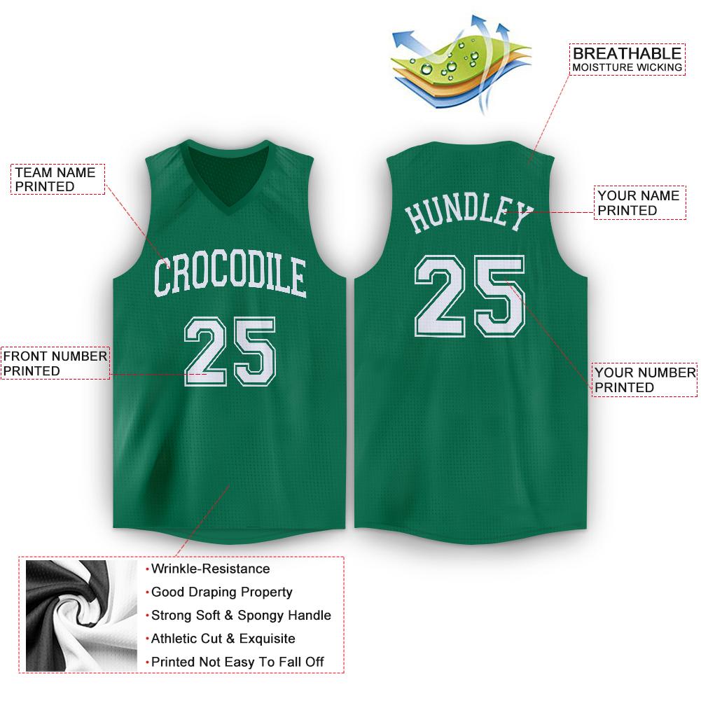 Maillot de basket-ball respirant en tête classique vert blanc personnalisé