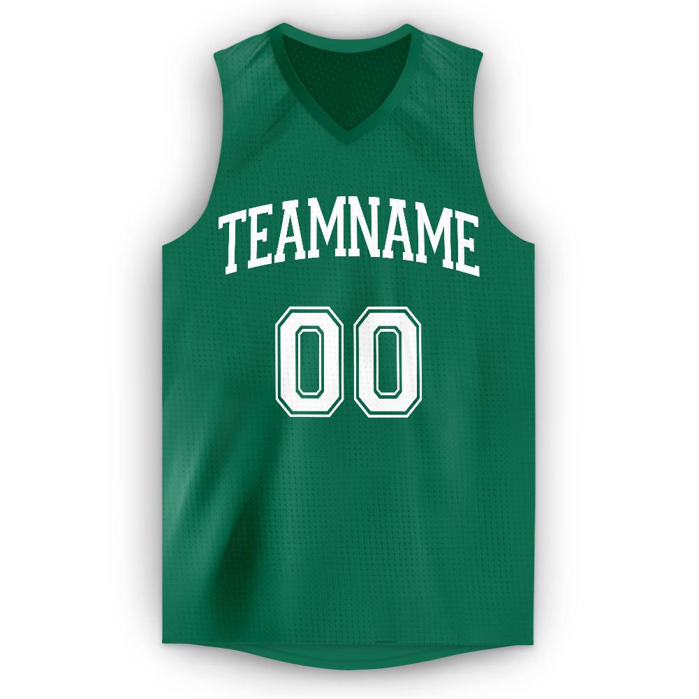 Maillot de basket-ball respirant en tête classique vert blanc personnalisé