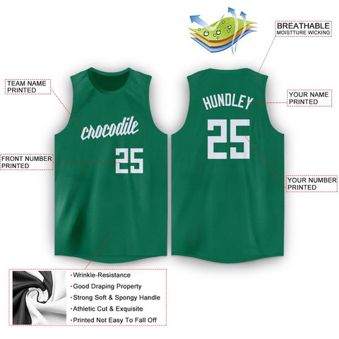 Custom Green White Classic Tops Breathable Basketball Jersey