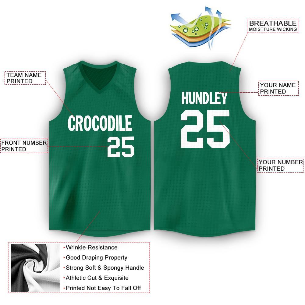 Maillot de basket-ball décontracté pour hommes, haut classique vert et blanc personnalisé