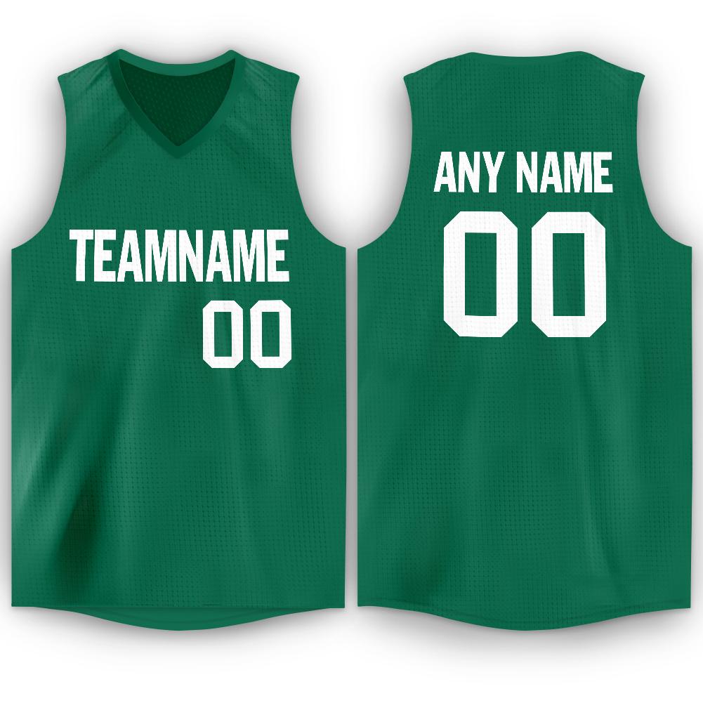 Maillot de basket-ball décontracté pour hommes, haut classique vert et blanc personnalisé