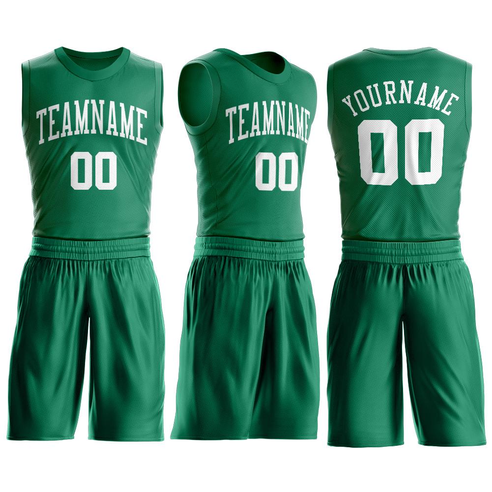 Maillot de basket-ball personnalisé Kelly vert blanc, ensembles classiques