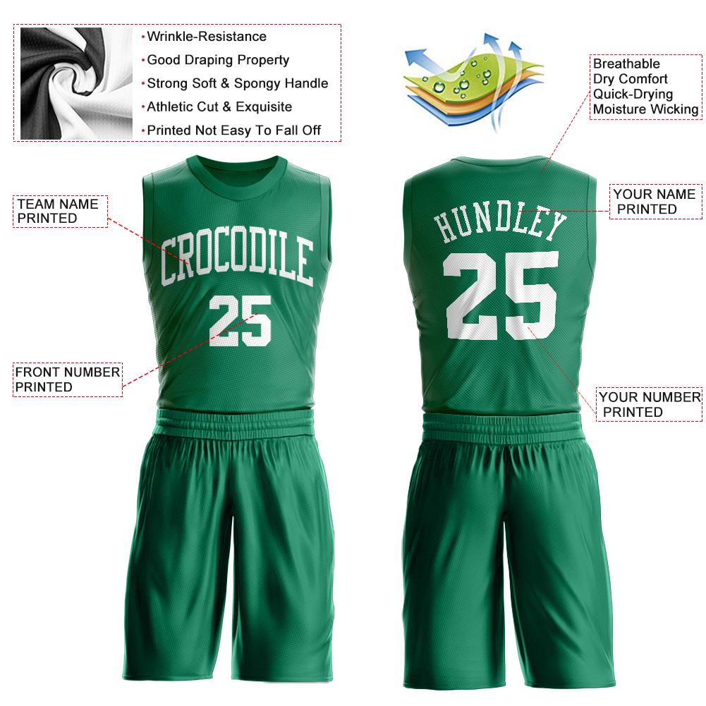 Custom Kelly Green White Classic Sets Basketball Jersey