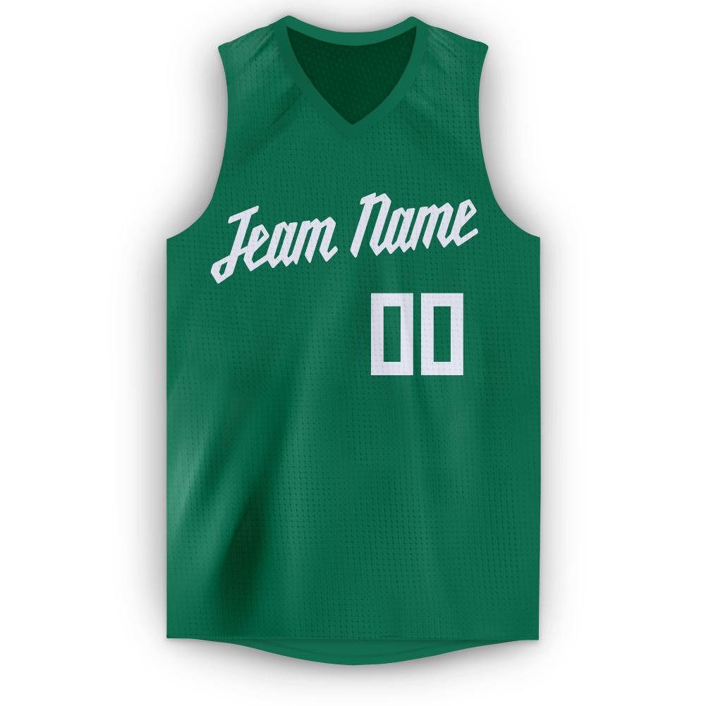 Maillot de basket-ball décontracté pour hommes, haut classique vert et blanc personnalisé