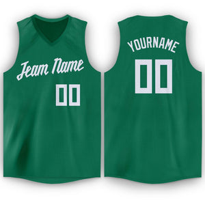 Custom Green White Classic Tops Men Casual Basketball Jersey