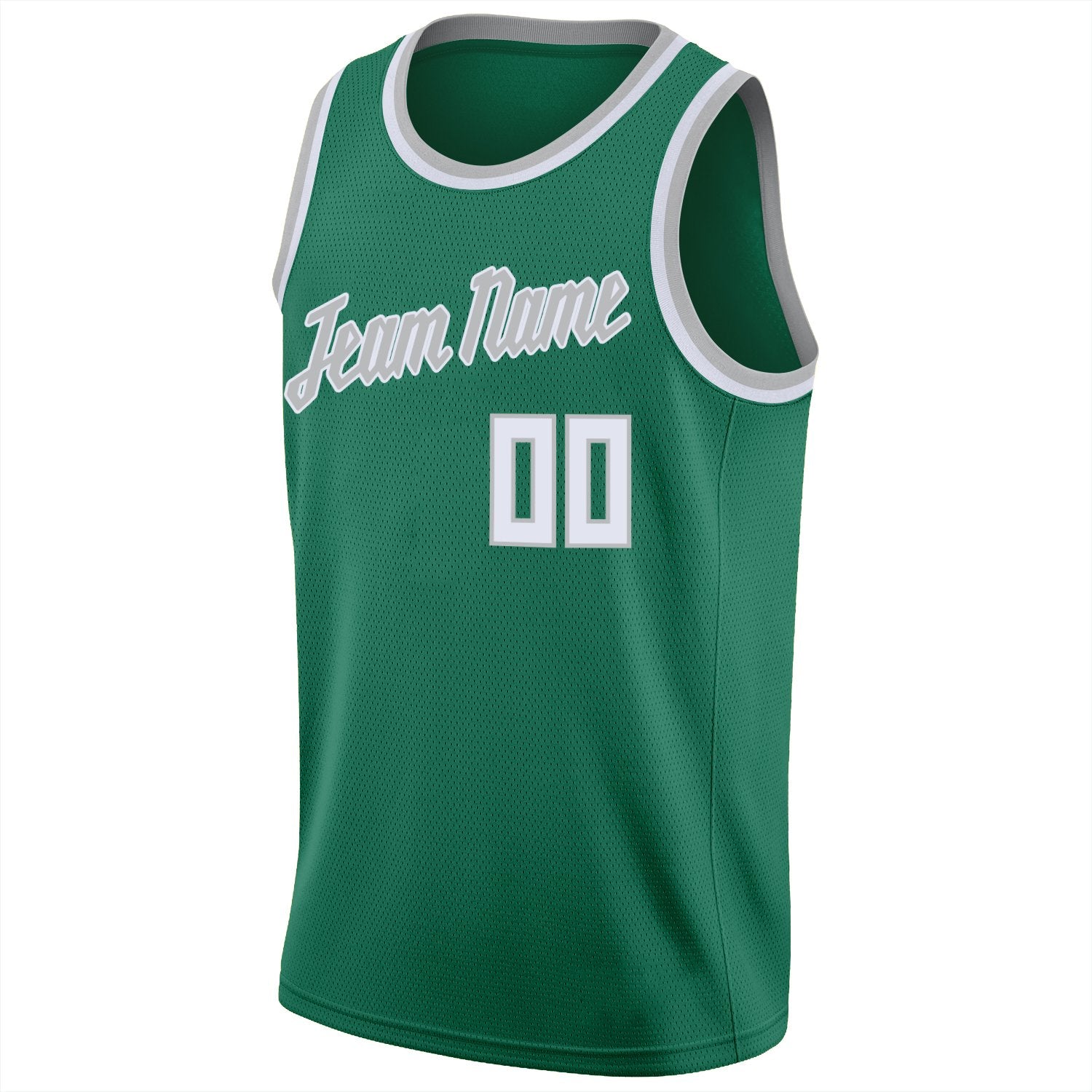 Custom Green White-Gray Classic Tops Mesh Sport Basketball Jersey