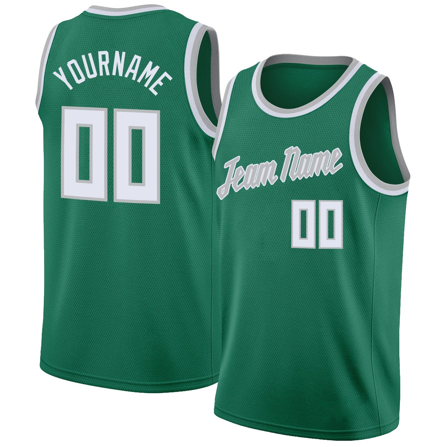 Custom Green White-Gray Classic Tops Mesh Sport Basketball Jersey