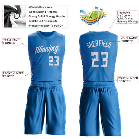 Custom Blue White Classic Sets Basketball Jersey