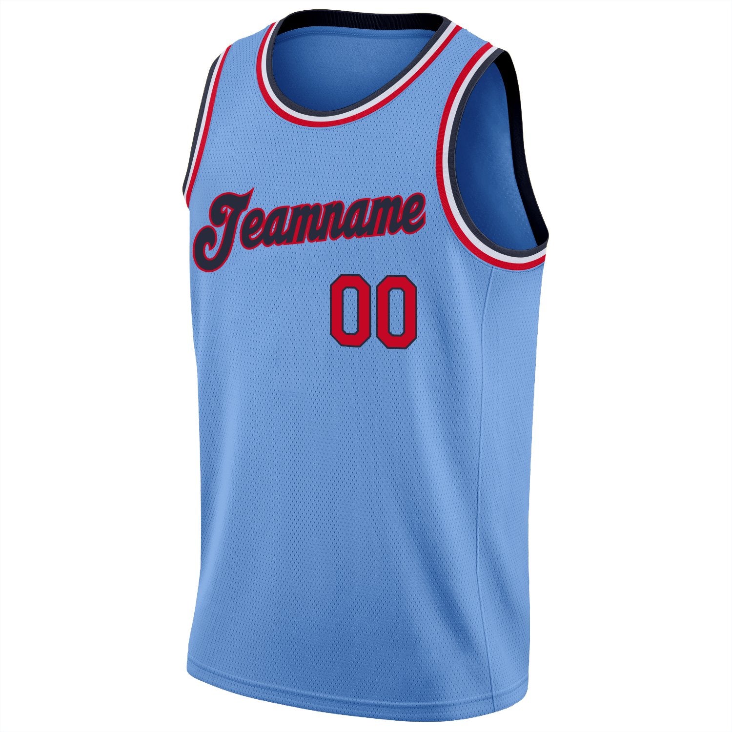 Maillot de basket-ball de Sport en maille, haut classique bleu clair blanc-argent personnalisé