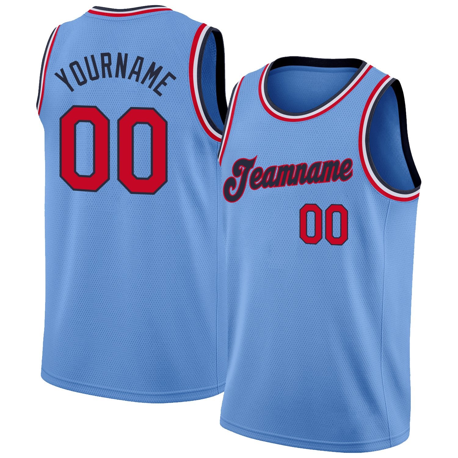 Custom Light Blue White-Silver Classic Tops Mesh Sport Basketball Jersey