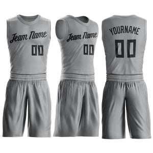 Maillot de basket-ball personnalisé gris noir, ensembles classiques