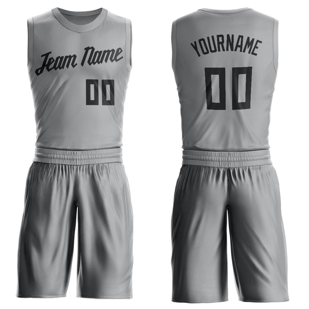 Custom Gray Black Classic Sets Basketball Jersey