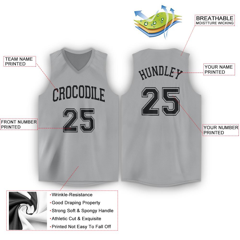 Débardeur classique personnalisé gris argent noir, maillot de basket-ball