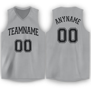 Custom Silver Gray Black Classic Tops Tank Top Basketball Jersey