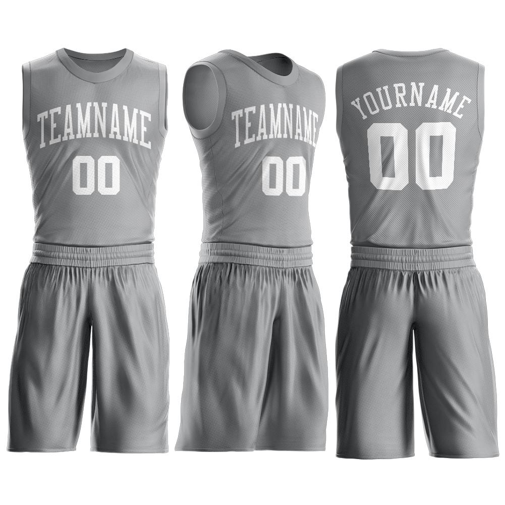 Maillot de basket-ball classique gris blanc personnalisé