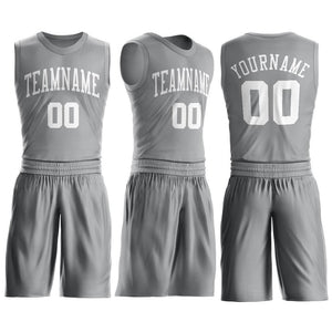 Custom Gray White Classic Sets Basketball Jersey