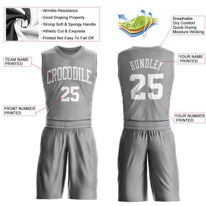 Custom Gray White Classic Sets Basketball Jersey