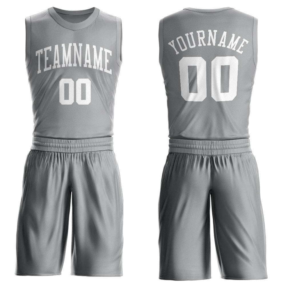 Maillot de basket-ball classique gris blanc personnalisé