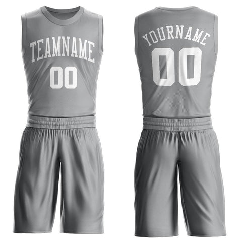 Custom Gray White Classic Sets Basketball Jersey