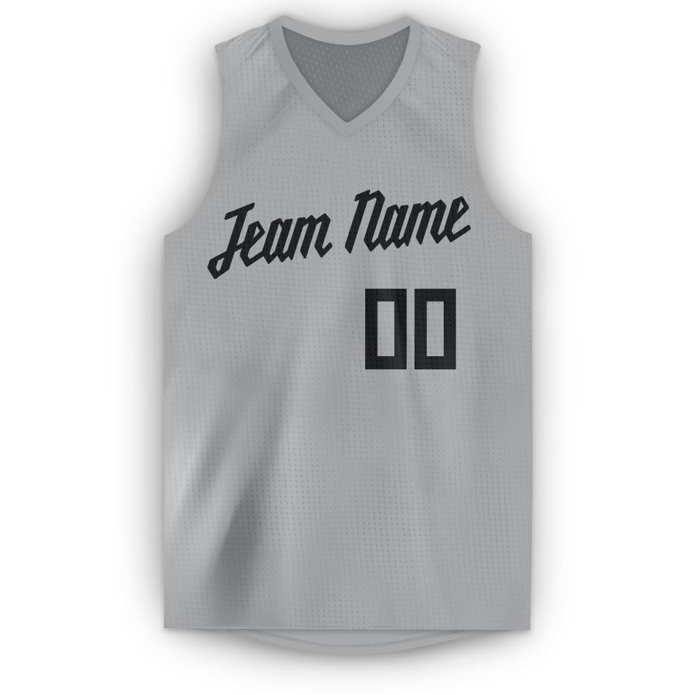 Maillot de basket-ball de jeu de sport, haut classique personnalisé, gris argent, noir