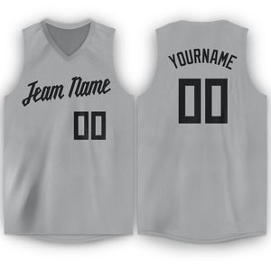 Custom Silver Gray Black Classic Tops Sport Game Basketball Jersey