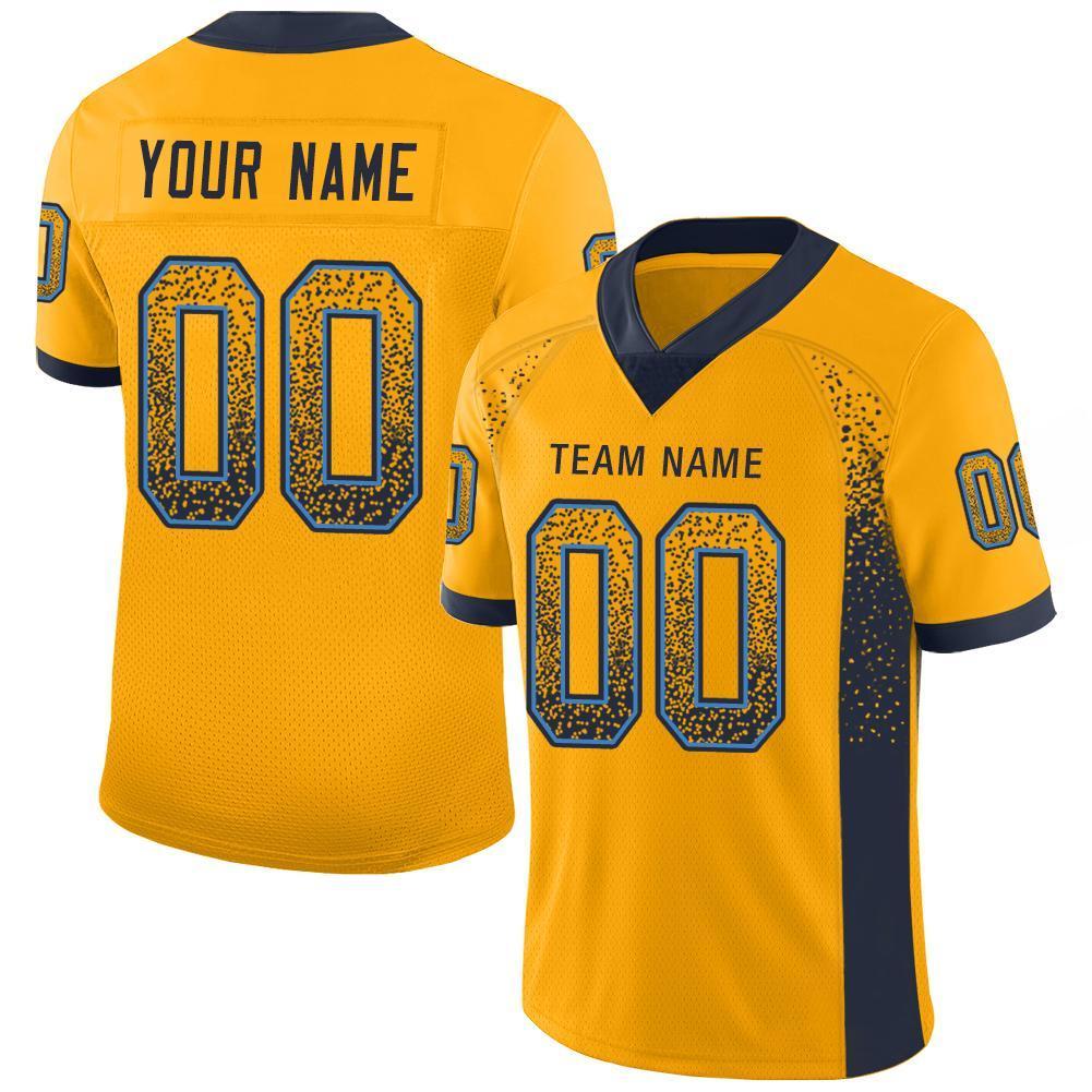 Custom Gold Navy-Powder Blue Drift Fashion Mesh Authentic Football Jersey