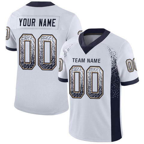 Custom White Navy-Old Gold Drift Fashion Mesh Authentic Football Jersey
