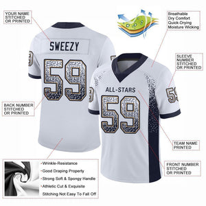 Custom White Navy-Old Gold Drift Fashion Mesh Authentic Football Jersey