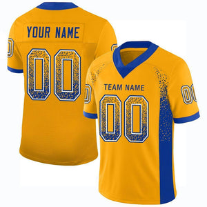 Custom Gold Royal-White Drift Fashion Mesh Authentic Football Jersey