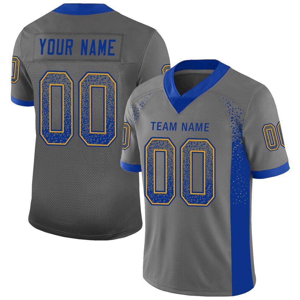 Custom Gray Royal-Gold Drift Fashion Mesh Authentic Football Jersey