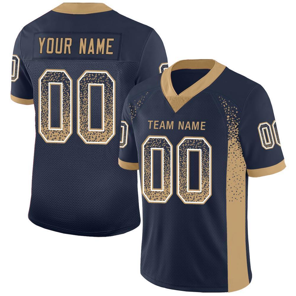 Custom Navy Old Gold-White Drift Fashion Mesh Authentic Football Jersey