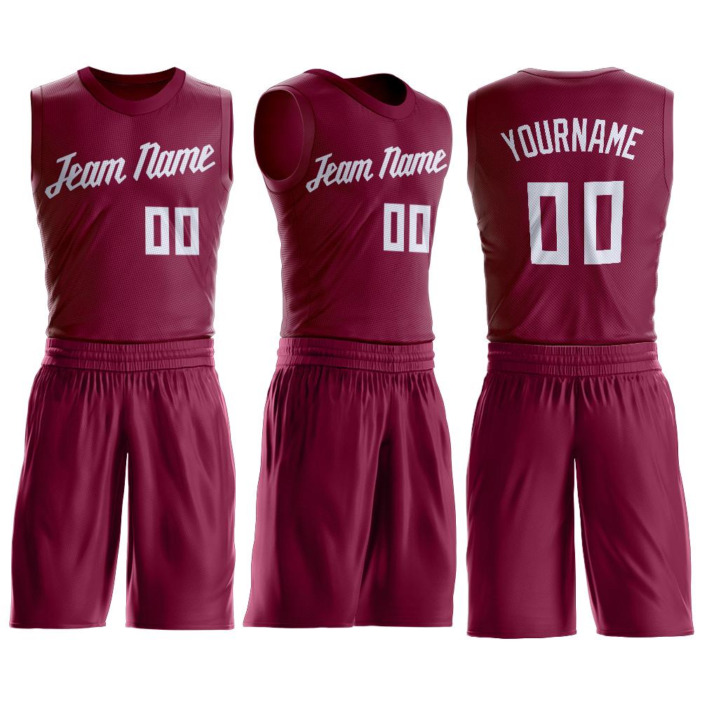 Custom Maroon White Classic Sets Basketball Jersey