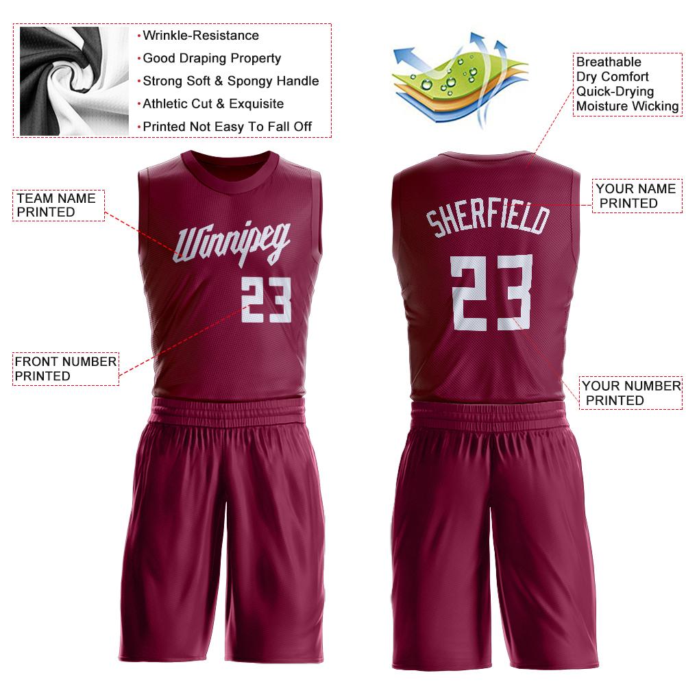 Custom Maroon White Classic Sets Basketball Jersey