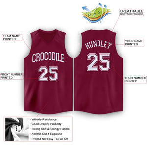 Custom Maroon White Classic Tops Athletic Basketball Jersey