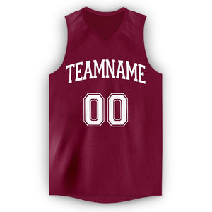 Custom Maroon White Classic Tops Athletic Basketball Jersey