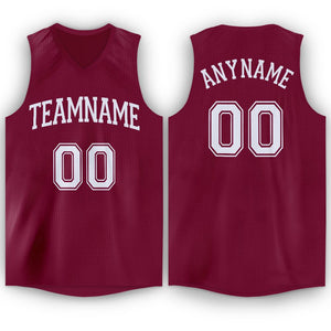 Custom Maroon White Classic Tops Athletic Basketball Jersey