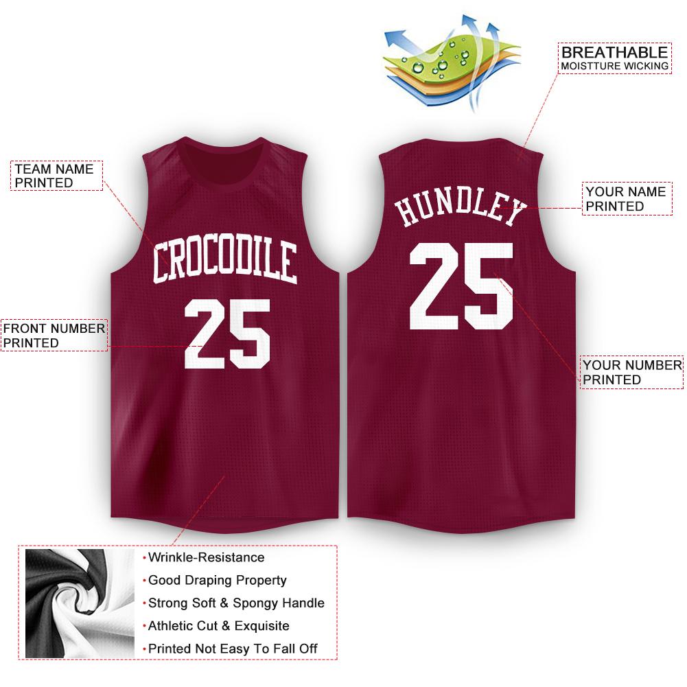 Custom Maroon White Classic Tops Athletic Casual Basketball Jersey